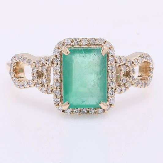 1.80 Ct Octagon Step Cut Natural Emerald 14K Gold Ring