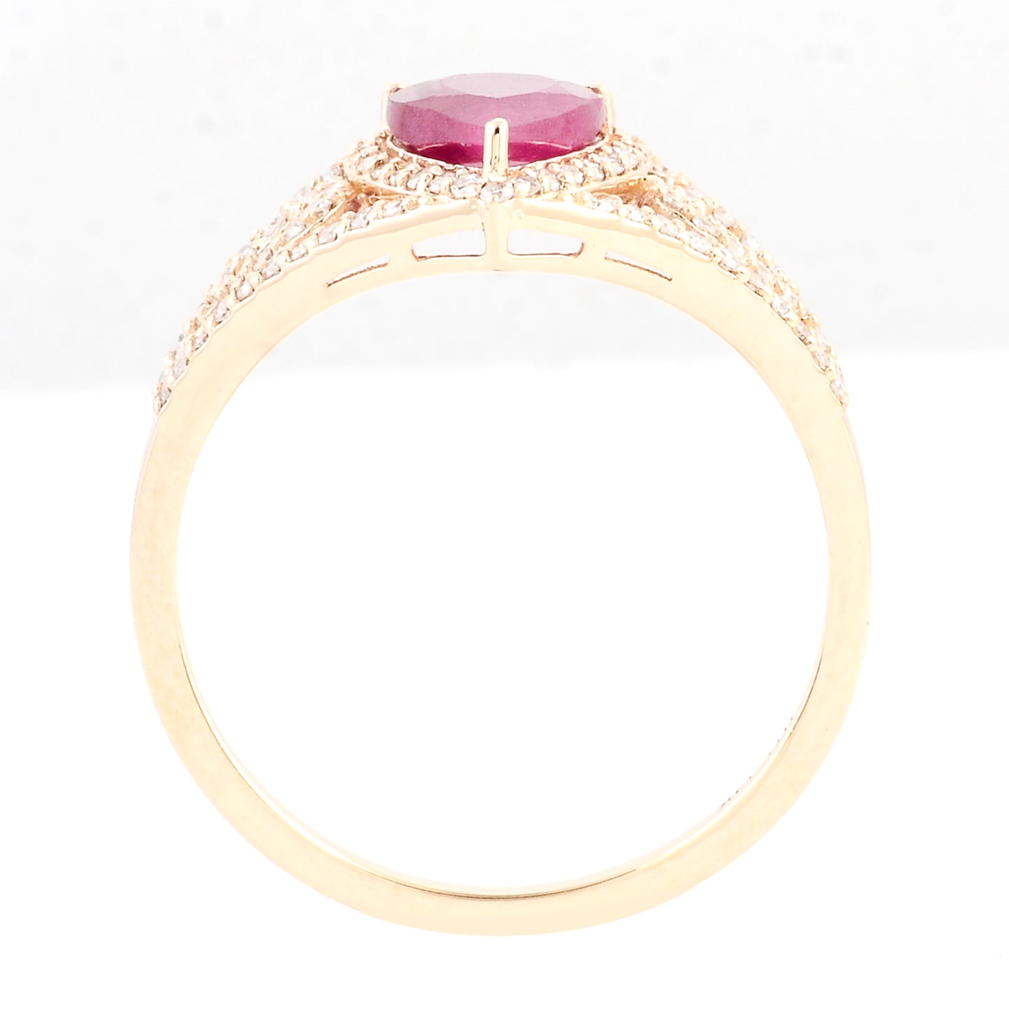 1.45 Ct Pear Mixed Cut Natural Corundum Ruby 14K Gold Ring