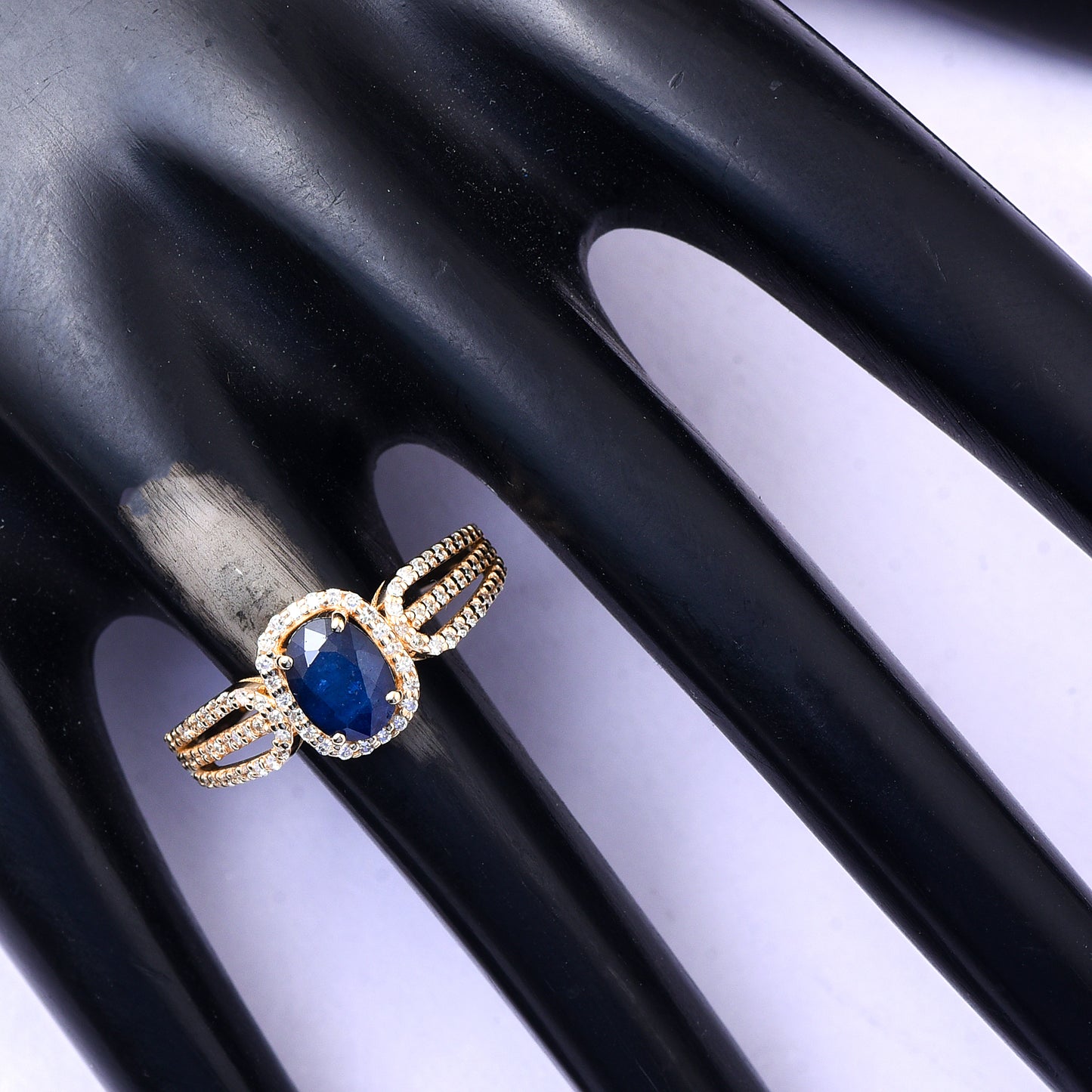 1.37 Ct Oval Mixed Cut Natural Sapphire 14K Gold Ring