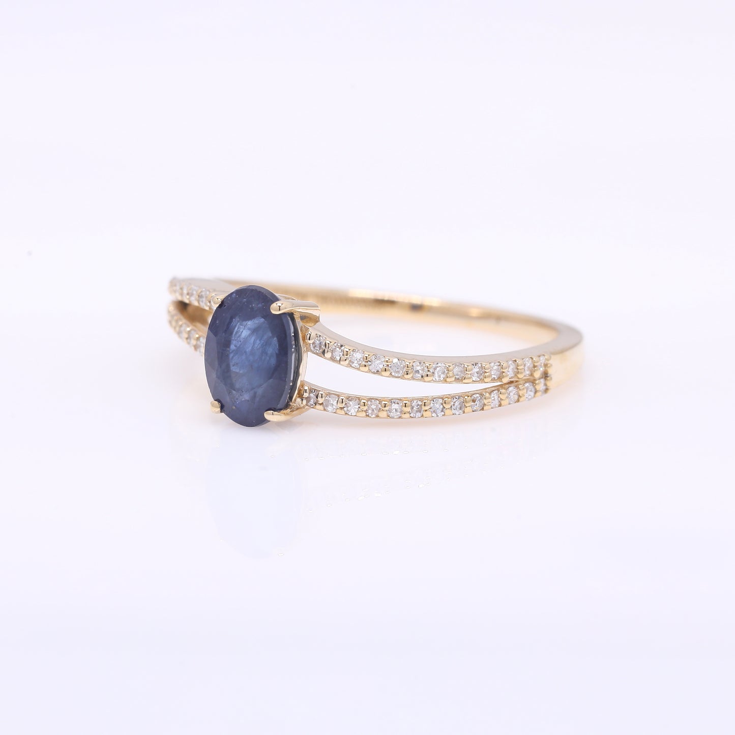 1.26 Ct Oval Mixed Cut Natural Sapphire 14K Gold Ring