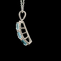 4.62 Ct Octagon Blue Topaz, White Zircon 925 Sterling Silver Pendant