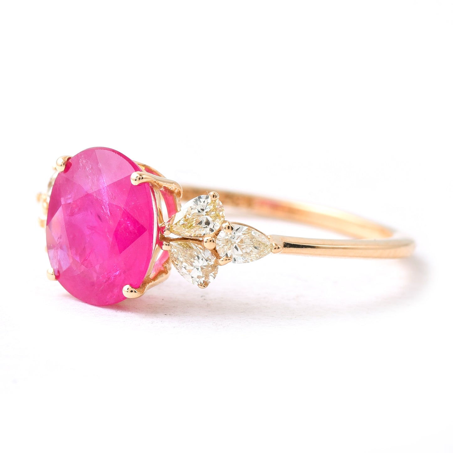 1.37 Ct Oval Mixed Cut Natural Ruby 14K Gold Ring