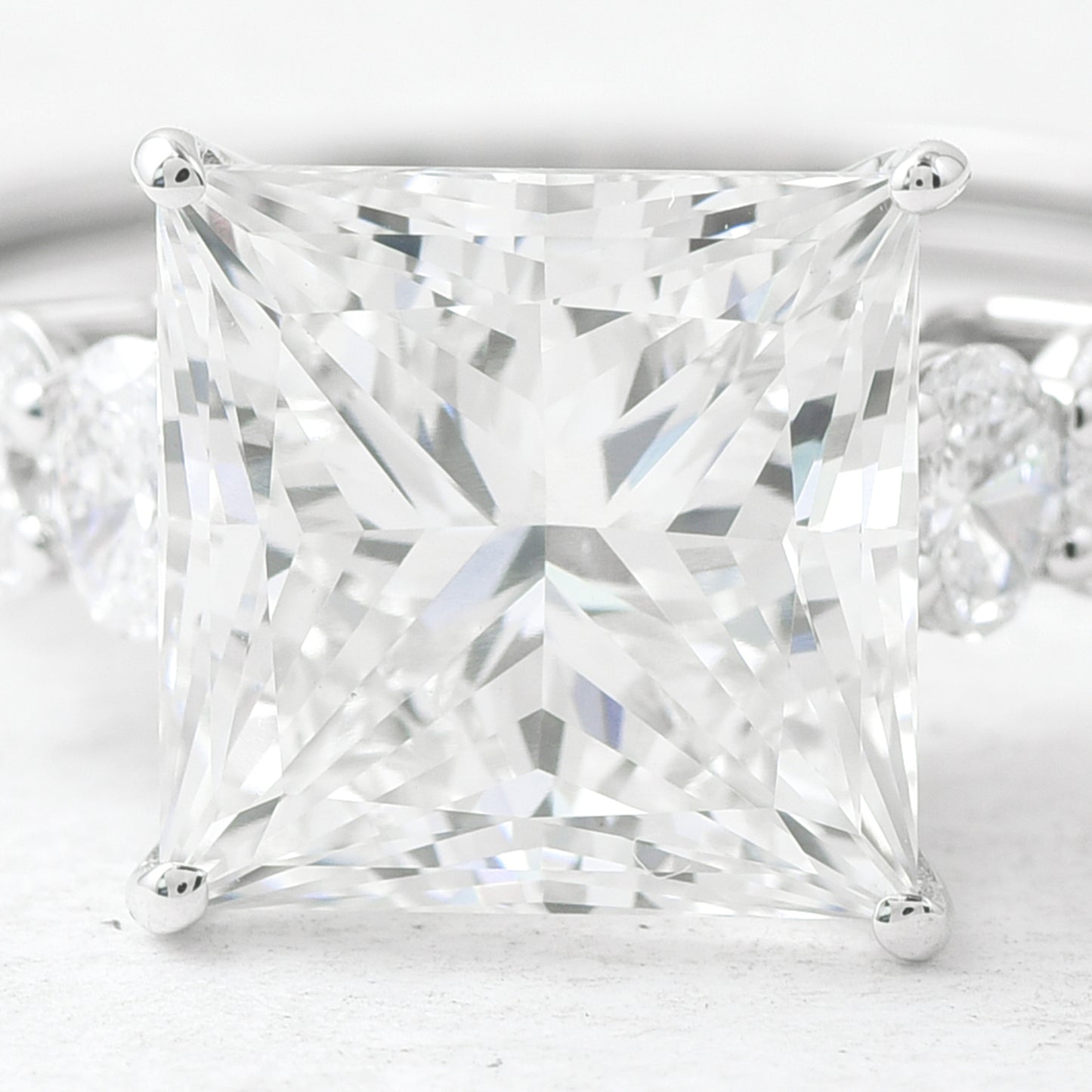 4.56 Ct Square Lab Grown Diamond 14K Gold Ring