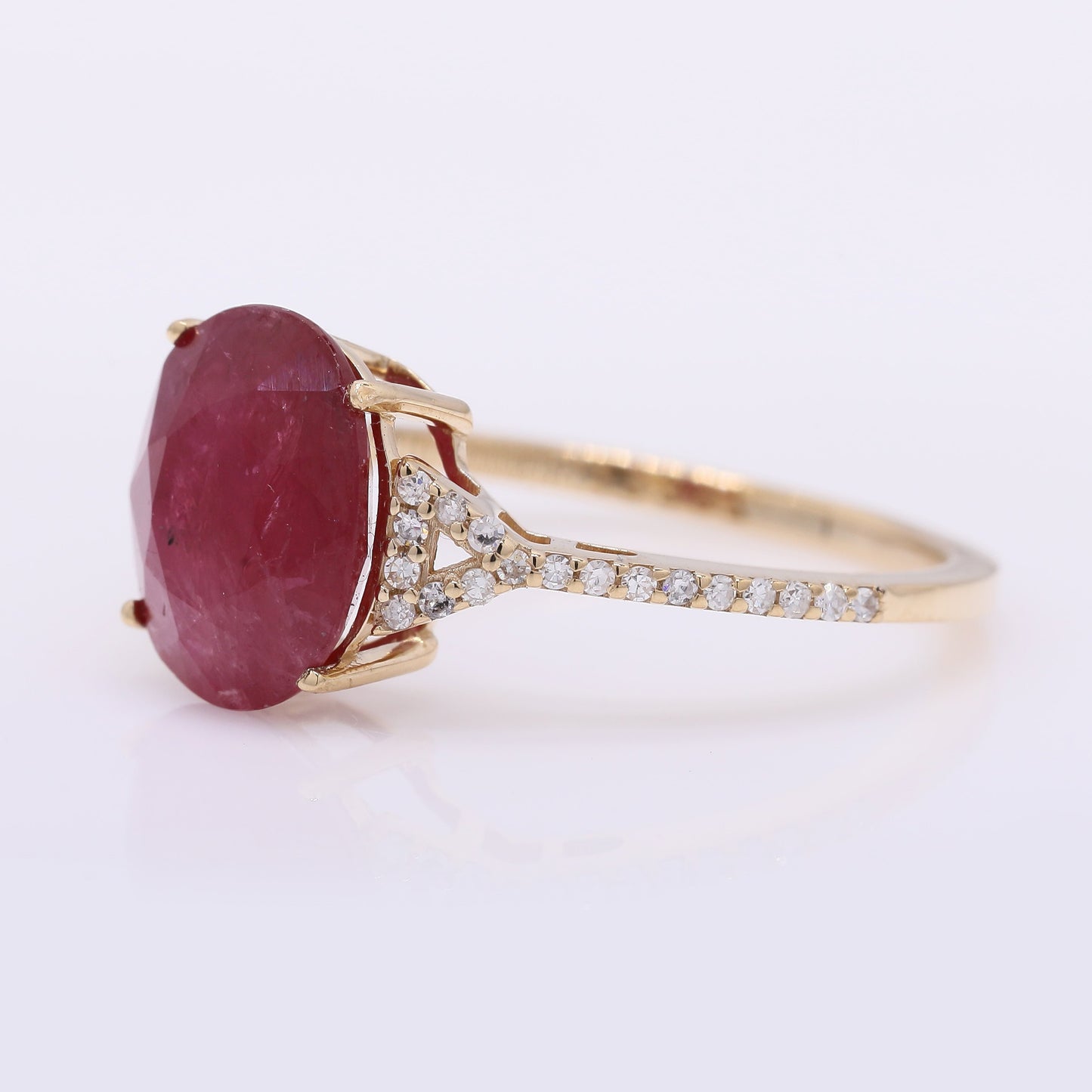3.50 Ct Oval Mixed Cut Natural Ruby 14K Gold Ring