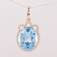 4.64 Ct Oval Blue Topaz 9K Gold Pendant