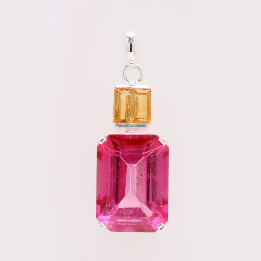 9.80 Ct Octagon Pink Topaz 925 Silver Pendant