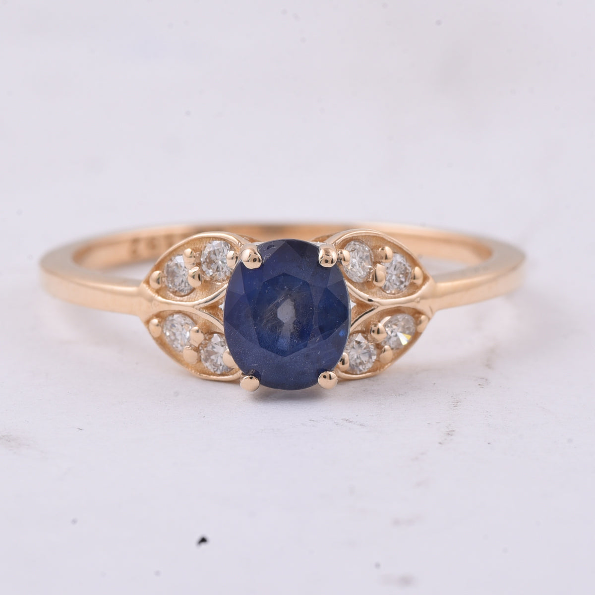 1.29 Ct Oval Natural Sapphire 14K Gold Ring