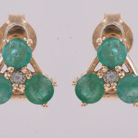 0.85 Ct Round Natural Emerald 14K Gold Earrings