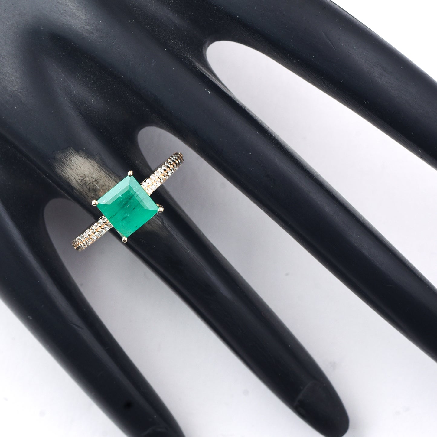1.71 Ct Square Step Cut Natural Emerald 14K Gold Ring