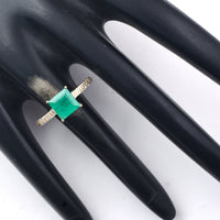 1.71 Ct Square Step Cut Natural Emerald 14K Gold Ring