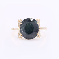 6.22 Ct Oval Mixed Cut Natural Sapphire 14K Gold Ring