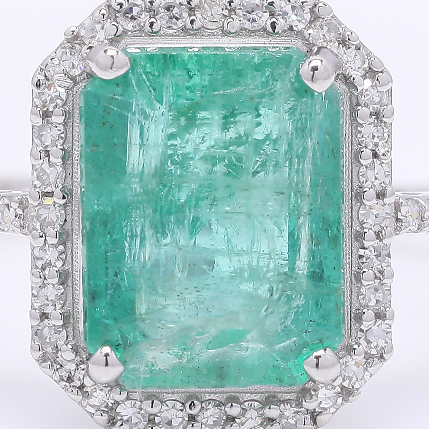 1.94 Ct Octagon Step Cut Natural Emerald 950 Platinum Ring