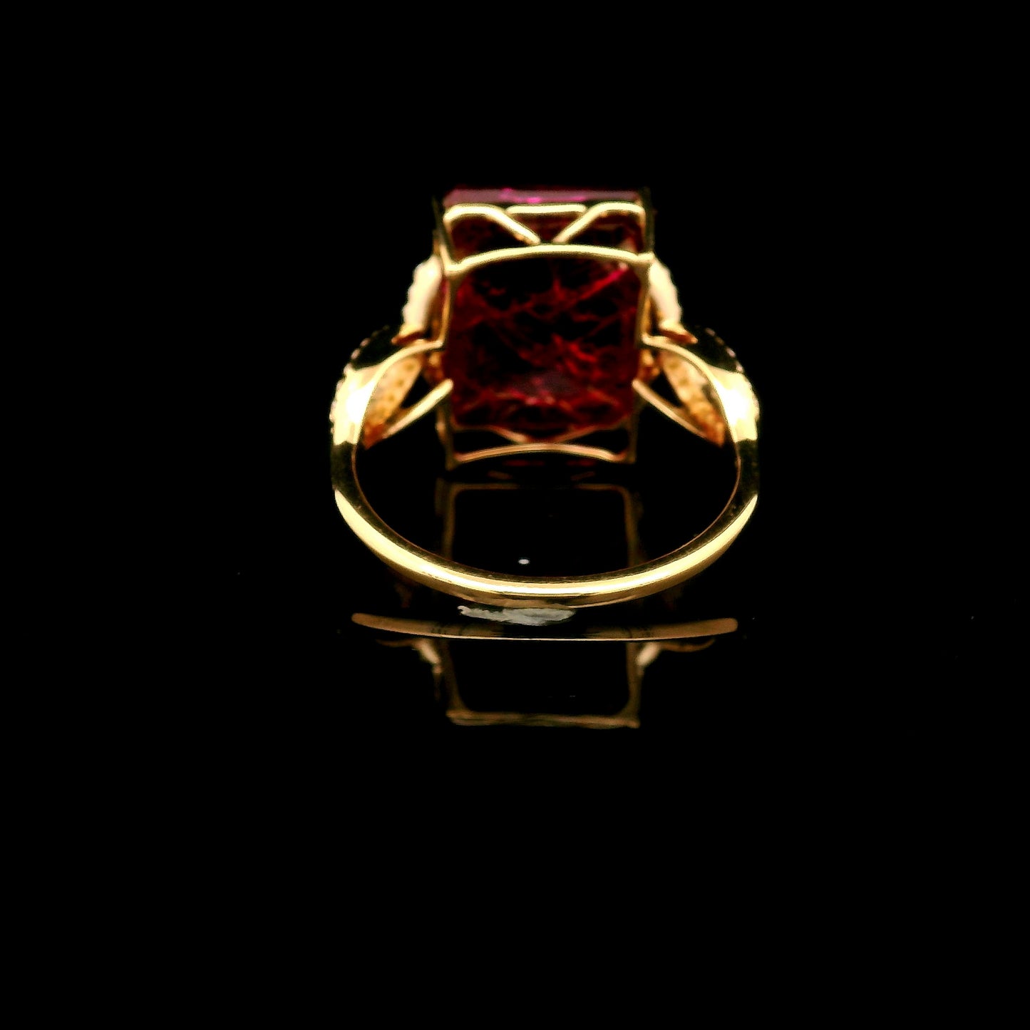 9.74 Ct Emerald Cut Lab Grown Ruby 14K Gold Ring