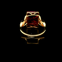 9.74 Ct Emerald Cut Lab Grown Ruby 14K Gold Ring