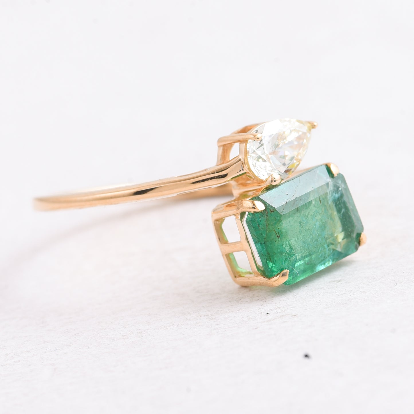 1.91 Ct Octagon Step Cut Natural Emerald 14K Gold Ring
