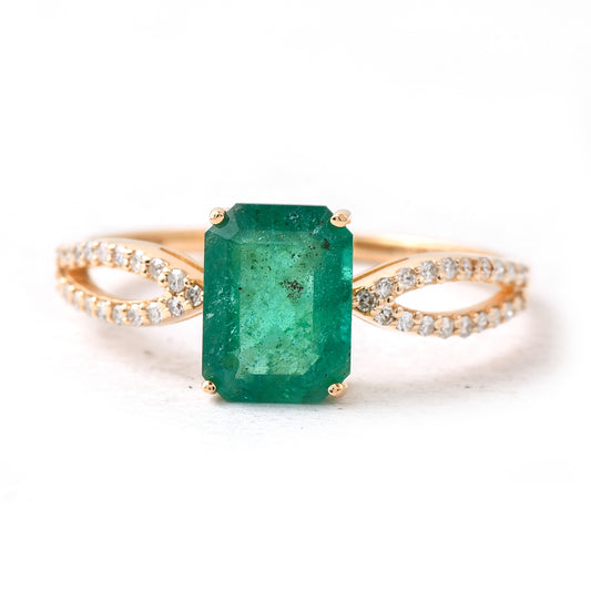 1.32 Ct Octagon Emerald 14K Gold Ring
