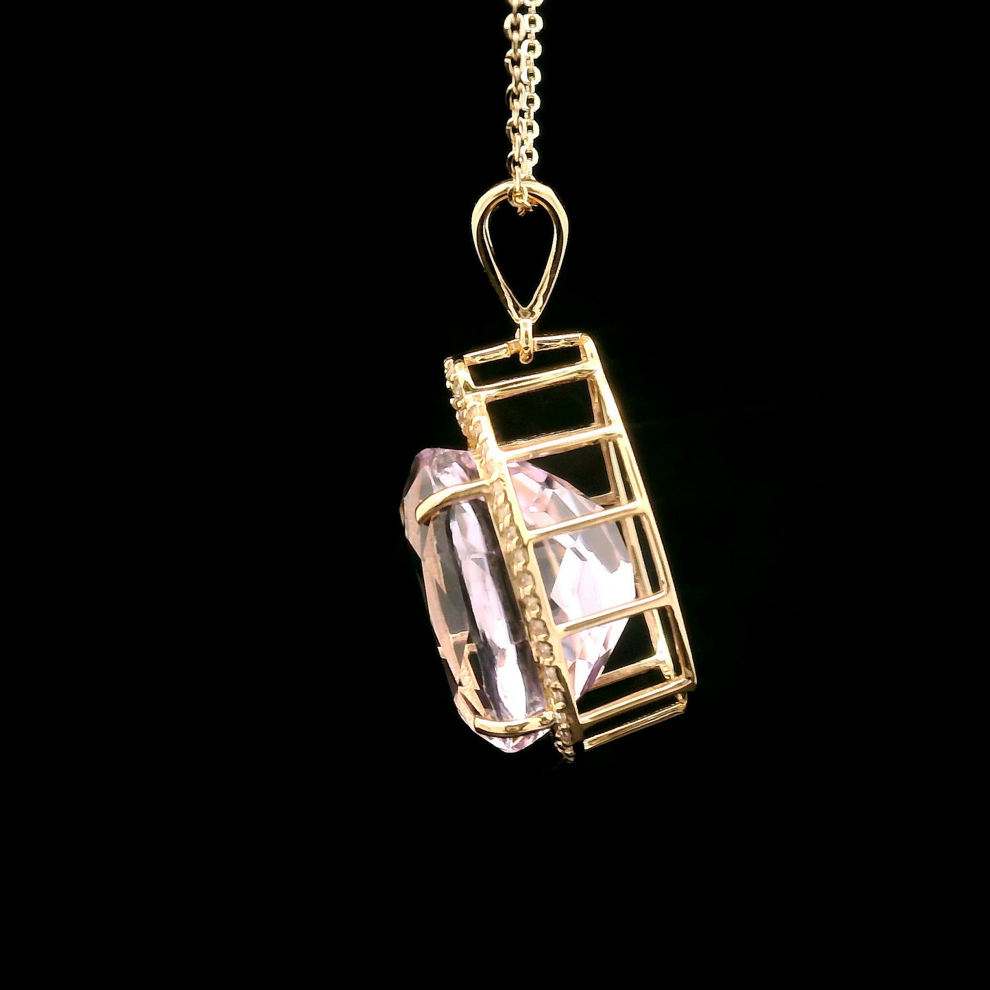 9.80 Ct Oval Kunzite 14K Gold Pendant
