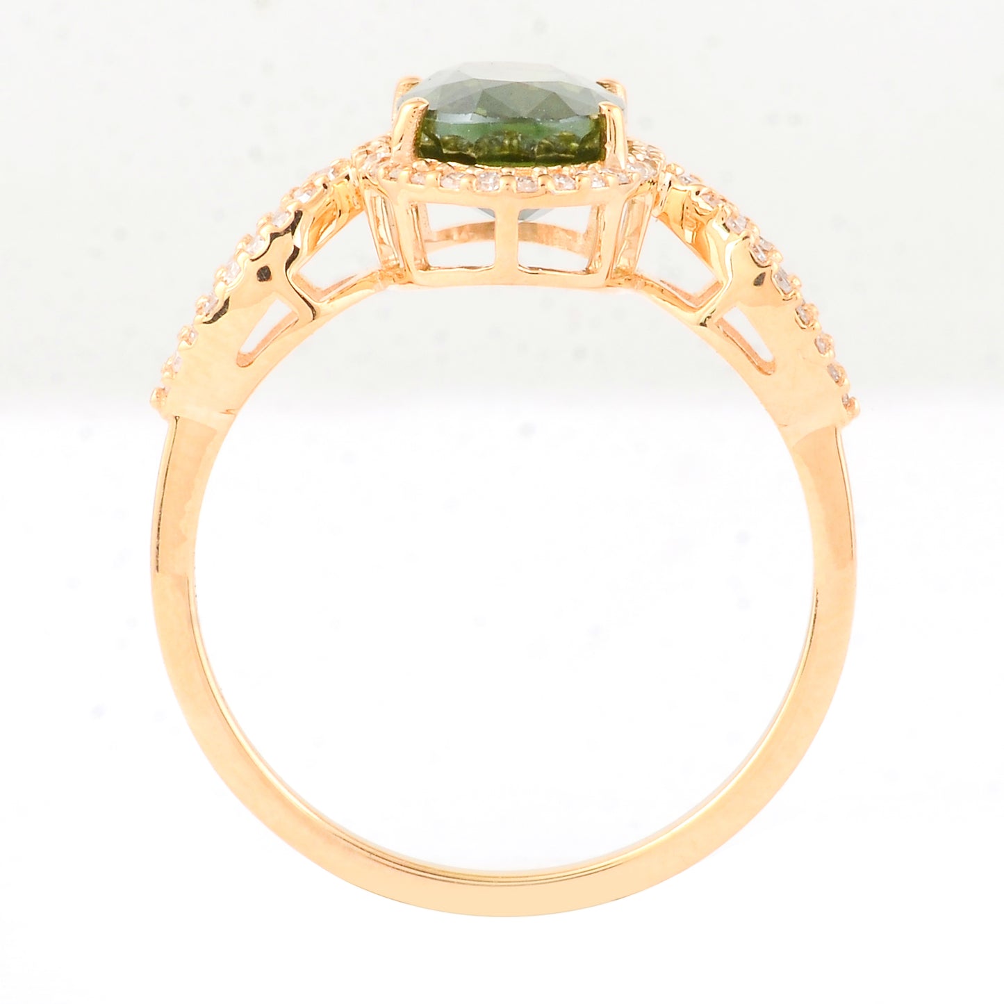 2.88 Ct Oval Mixed Cut Natural Green Sapphire 14K Gold Ring