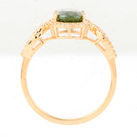 2.88 Ct Oval Mixed Cut Natural Green Sapphire 14K Gold Ring
