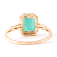 1.94 Ct Octagon Step Cut Natural Emerald 14K Gold Ring