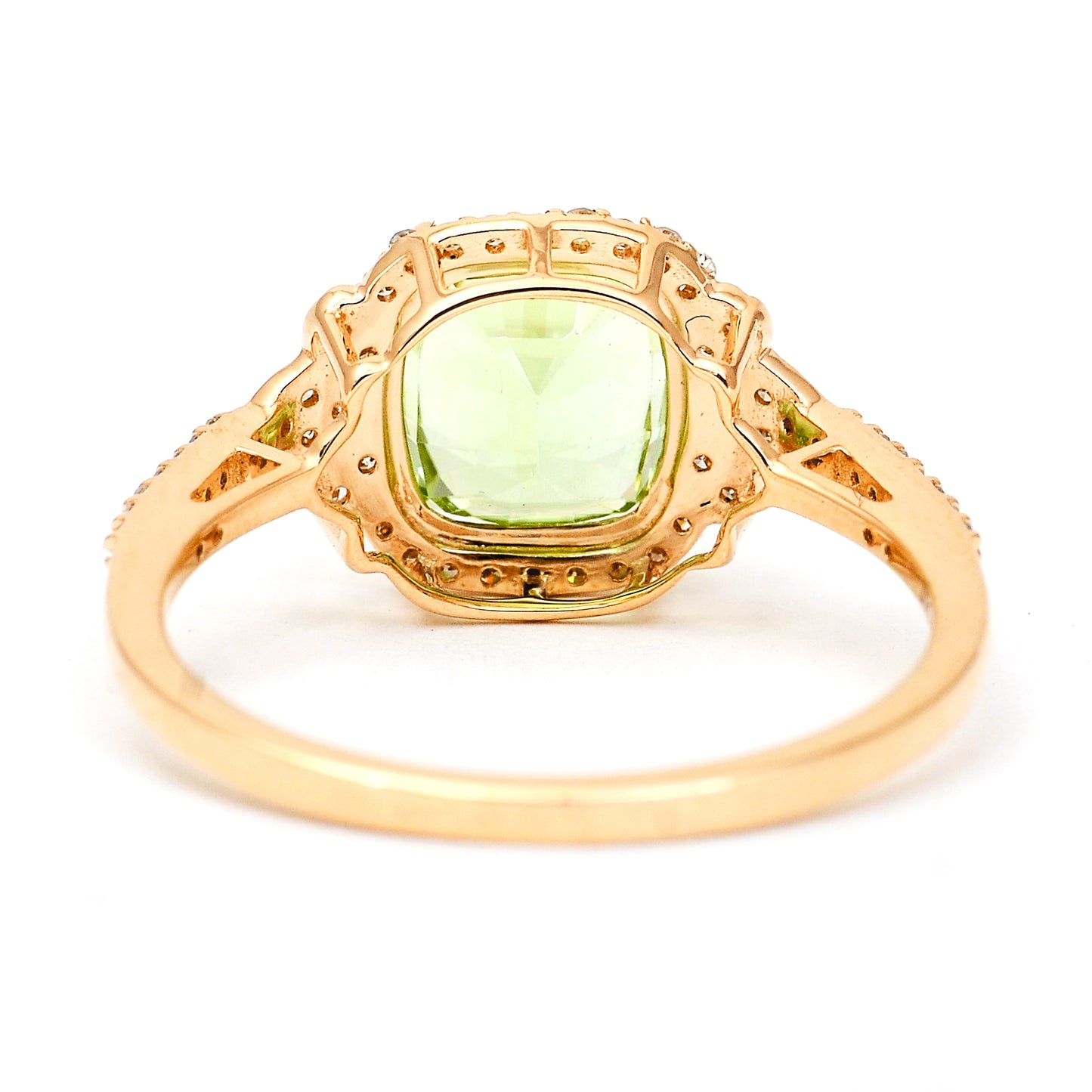 2.31 Ct Cushion Mixed Cut Natural Peridot 14K Gold Ring