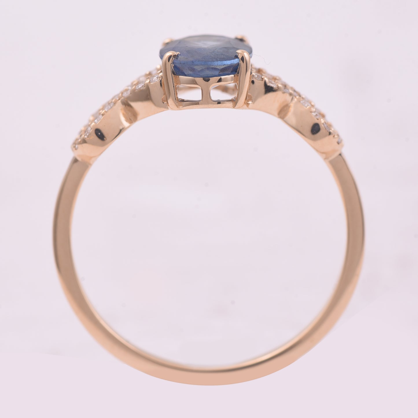 1.38 Ct Oval Mixed Cut Natural Sapphire 14K Gold Ring