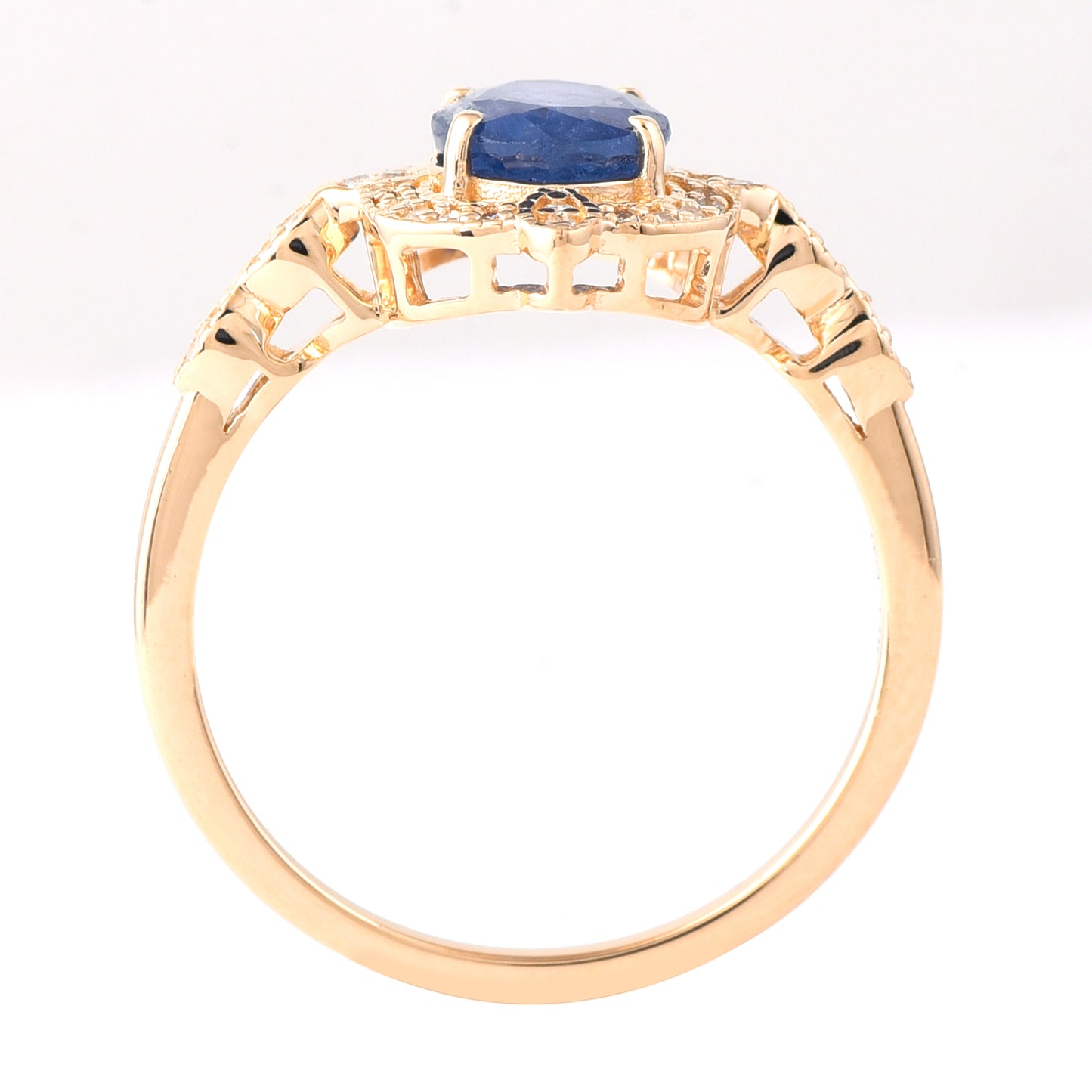 1.77 Ct Oval Mixed Cut Natural Sapphire 14K Gold Ring