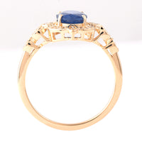 1.77 Ct Oval Mixed Cut Natural Sapphire 14K Gold Ring