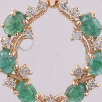 1.27 Ct Oval Cabochon Cut Natural Emerald 14K Gold Pendant