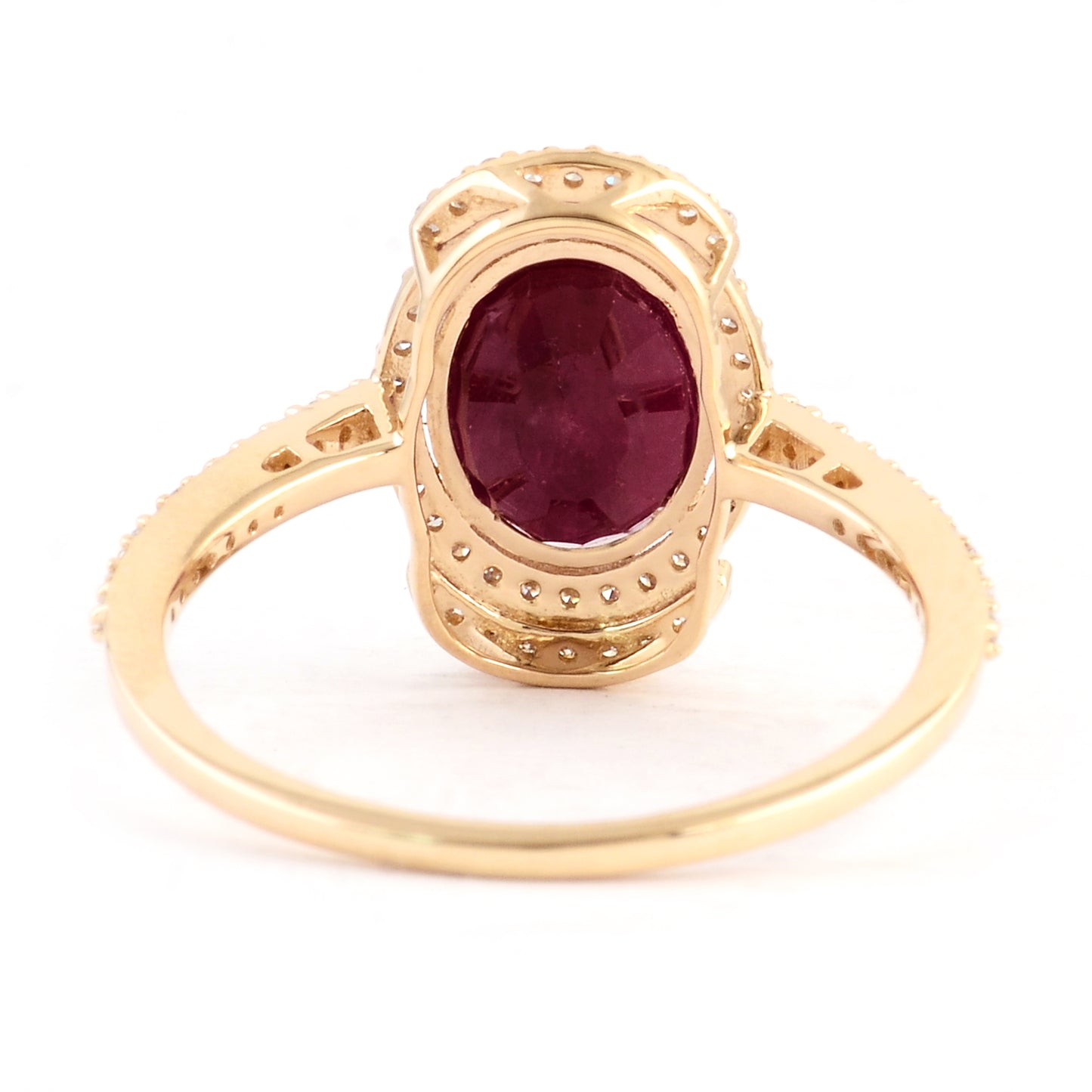 2.54 Ct Oval Mixed Cut Natural Corundum Ruby 14K Gold Ring