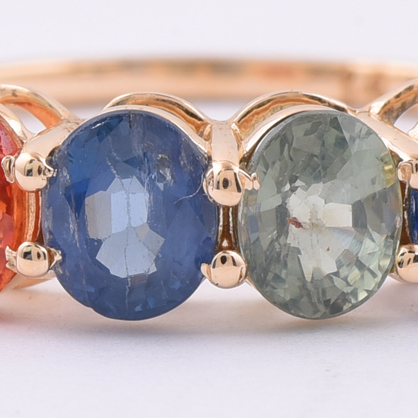 2.59 Ct Oval Natural Multi-Coloured Sapphire 14K Gold Ring
