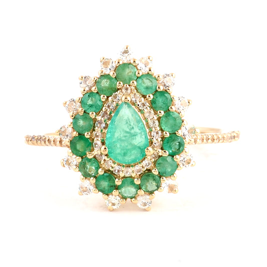 1.34 Ct Pear Emerald 14K Gold Ring