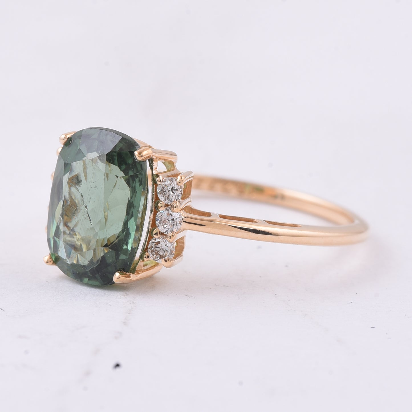 3.24 Ct Cushion Natural Apatite 14K Gold Ring