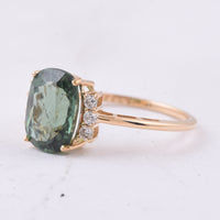 3.24 Ct Cushion Natural Apatite 14K Gold Ring