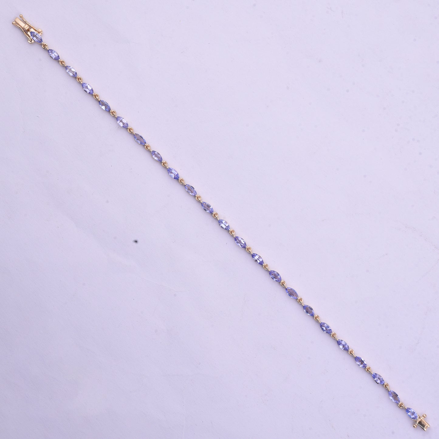 3.09 Ct Marquise Natural Tanzanite 14K Gold Bracelet