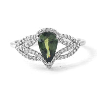 1.19 Ct Pear Mixed Cut Natural Green Sapphire 950 Platinum Ring