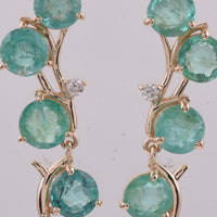 4.56 Ct Round Natural Emerald 14K Gold Earrings