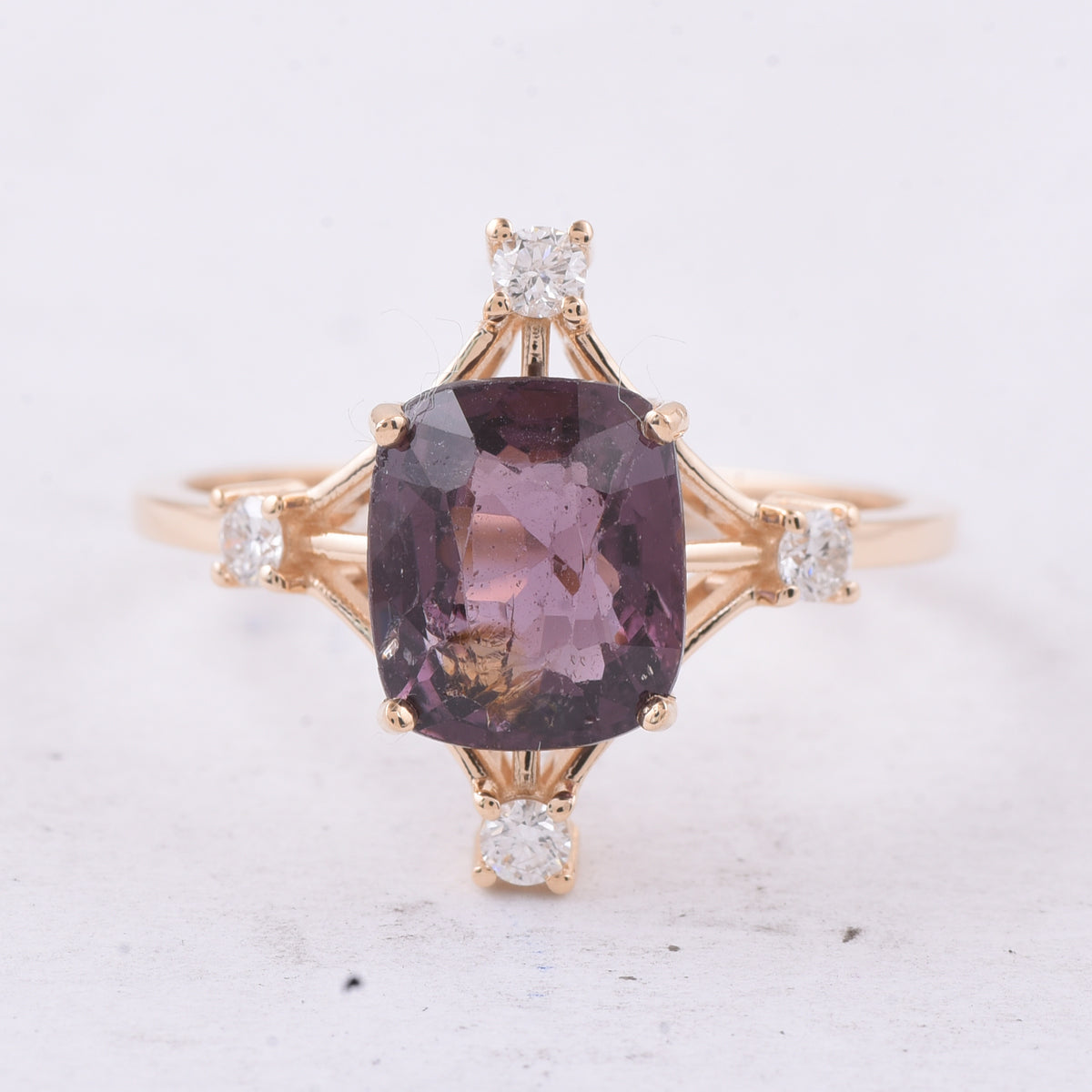 2.63 Ct Cushion Natural Spinel 14K Gold Ring