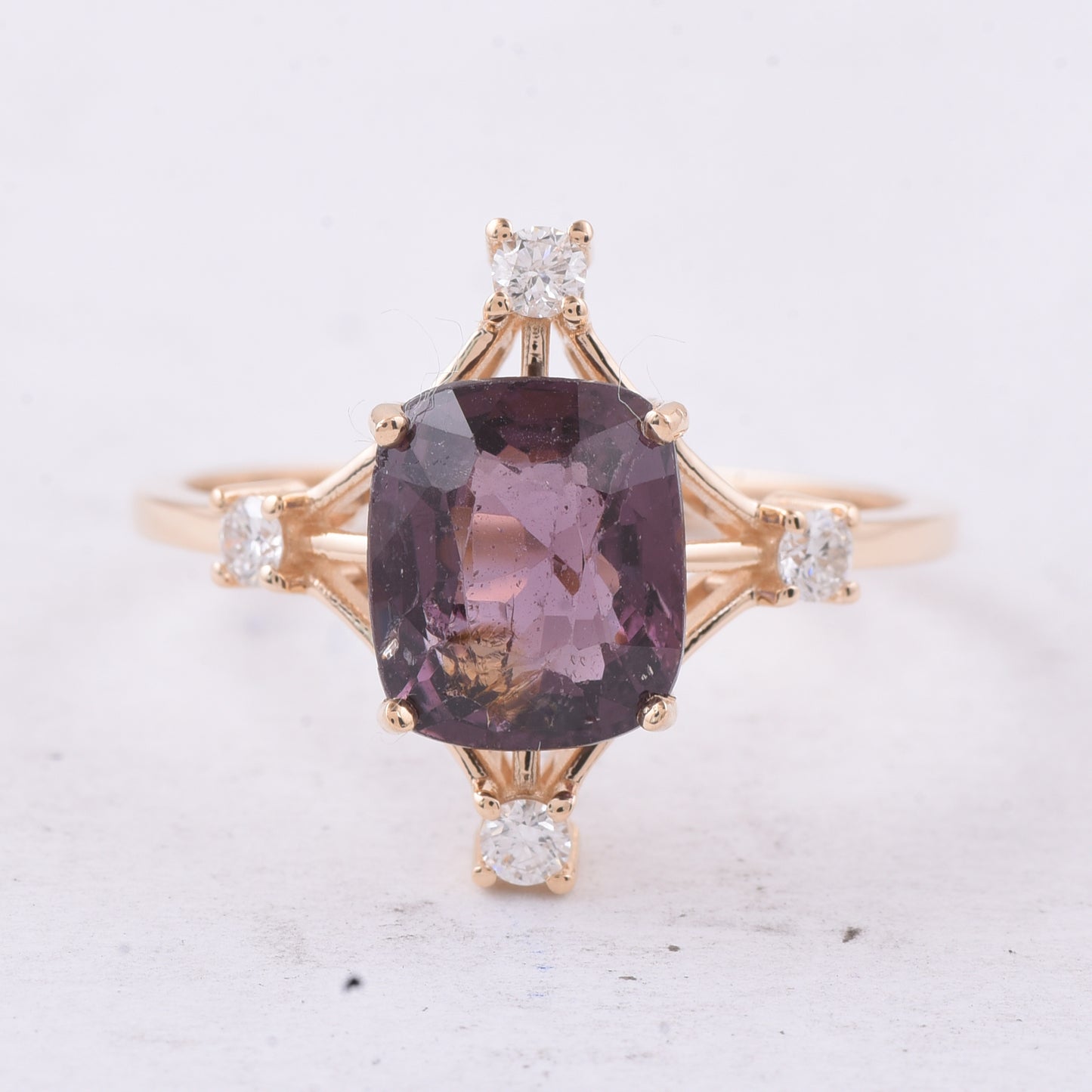 2.63 Ct Cushion Natural Spinel 14K Gold Ring