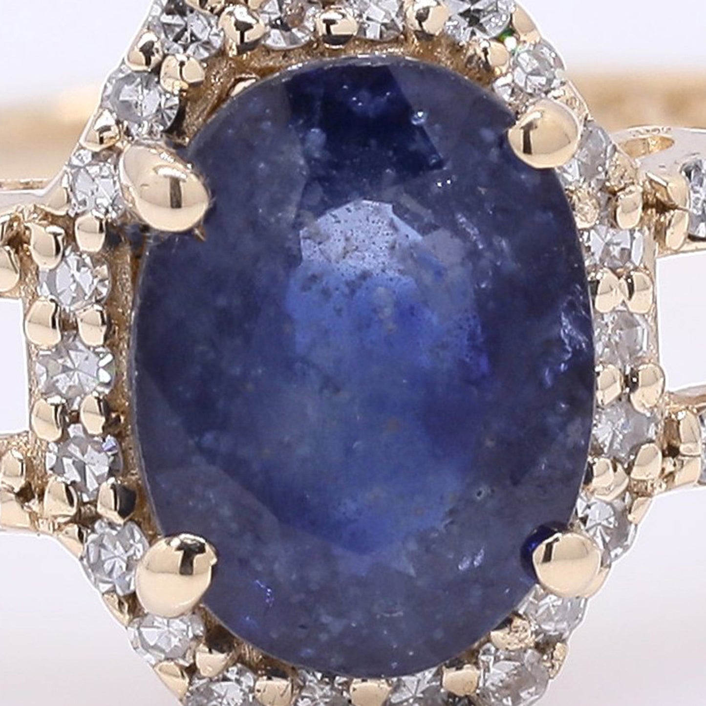 1.34 Ct Oval Mixed Cut Natural Sapphire 14K Gold Ring