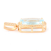 2.98 Ct Cushion Mixed Cut Natural Aquamarine 14K Gold Pendant