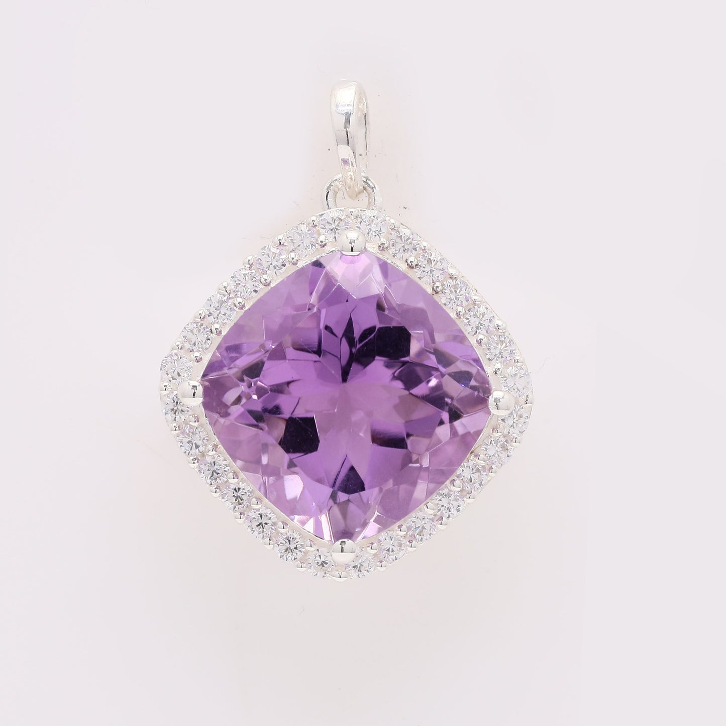 6.67 Ct Cushion Amethyst 925 Silver Pendant
