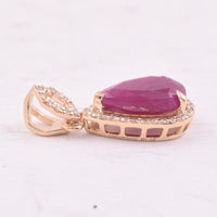 2.31 Ct Pear Mixed Cut Natural Ruby 14K Gold Pendant