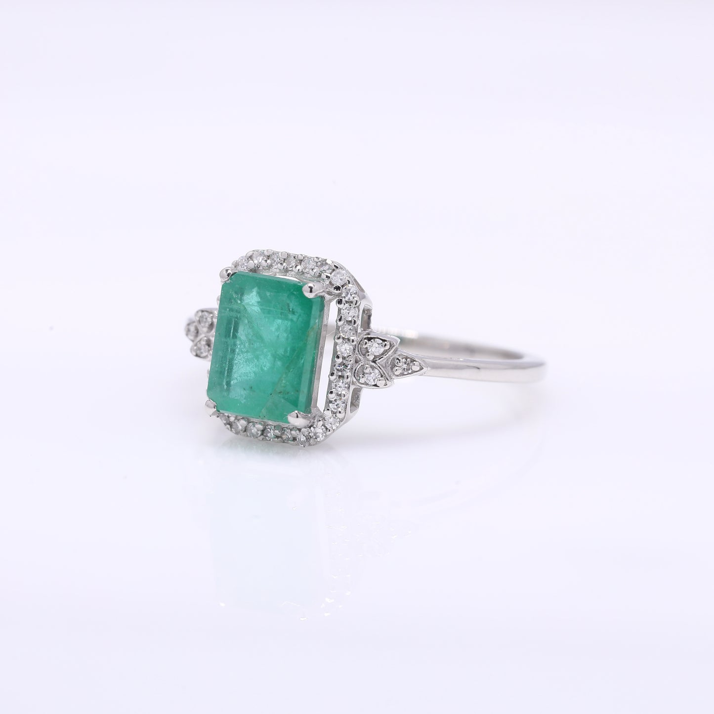 1.73 Ct Octagon Step Cut Natural Emerald 950 Platinum Ring