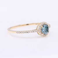 0.58 Ct Round Blue Diamond 14K Gold Ring