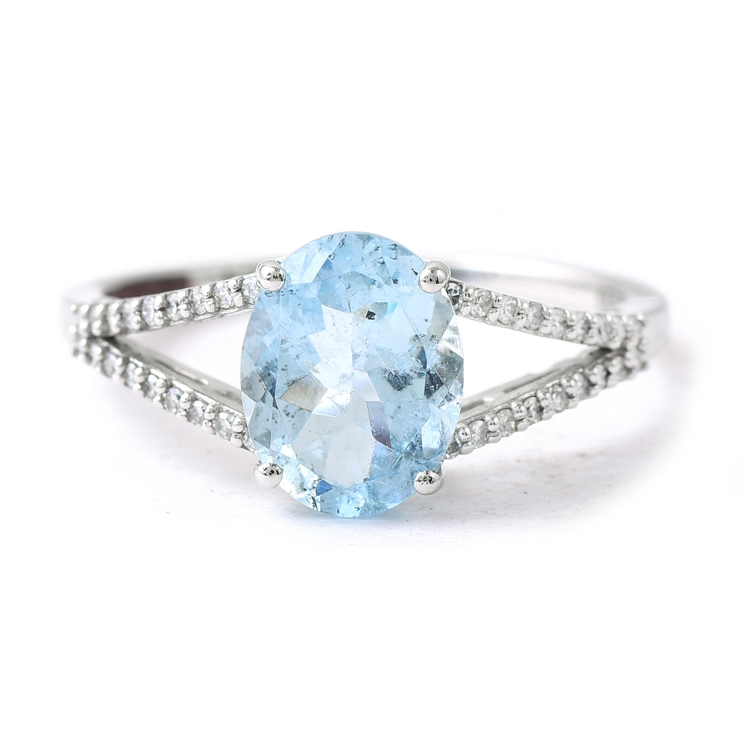2.74 Ct Oval Mixed Cut Natural Aquamarine 950 Platinum Ring