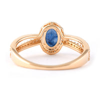 1.42 Ct Oval Mixed Cut Natural Sapphire 14K Gold Ring
