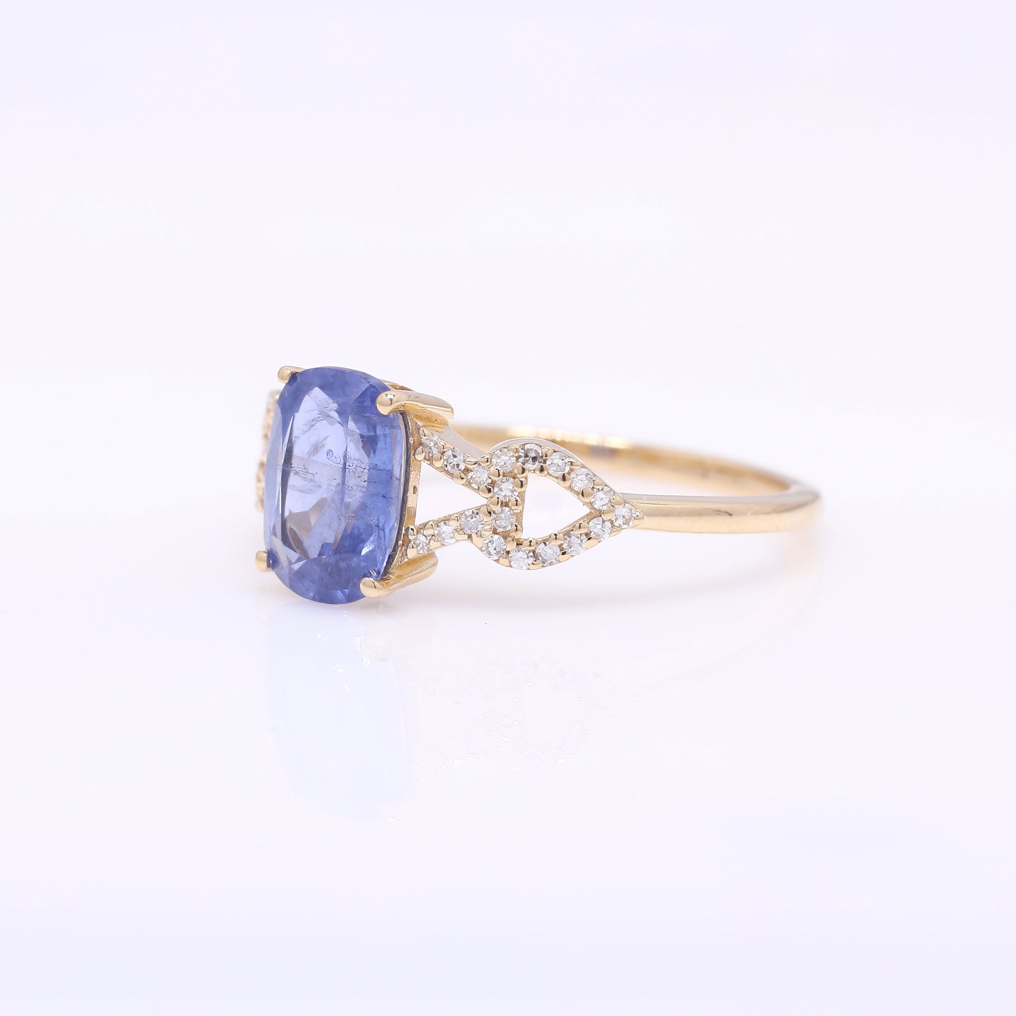 1.88 Ct Cushion Mixed Cut Natural Sapphire 14K Gold Ring