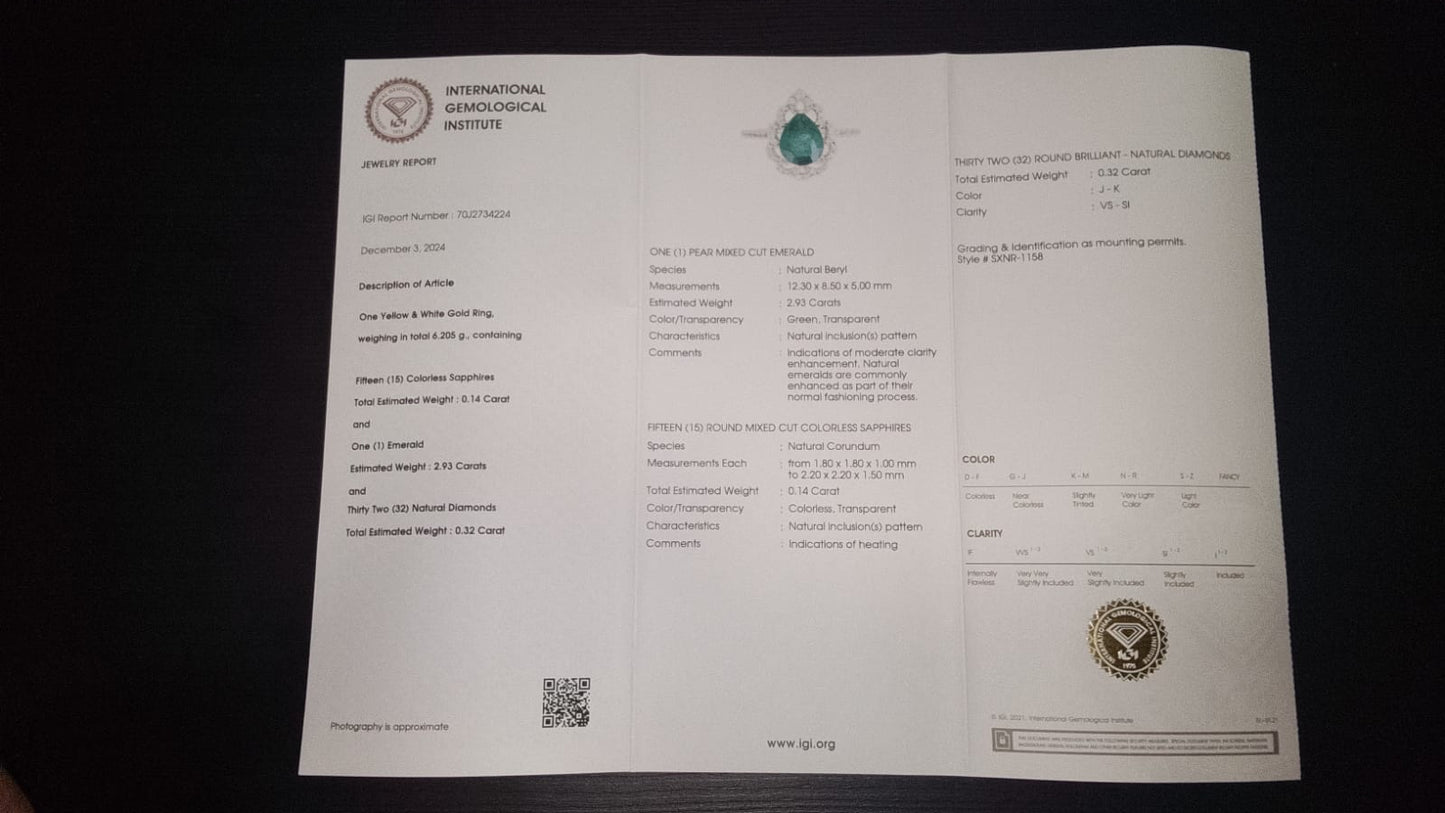 3.39 Carat Natural Beryl Emerald 14K Gold Ring