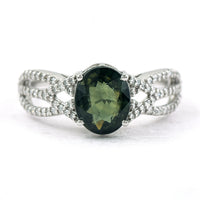 2.29 Ct Oval Mixed Cut Natural Green Sapphire 950 Platinum Ring